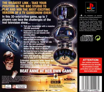 The Weakest Link (EU) box cover back